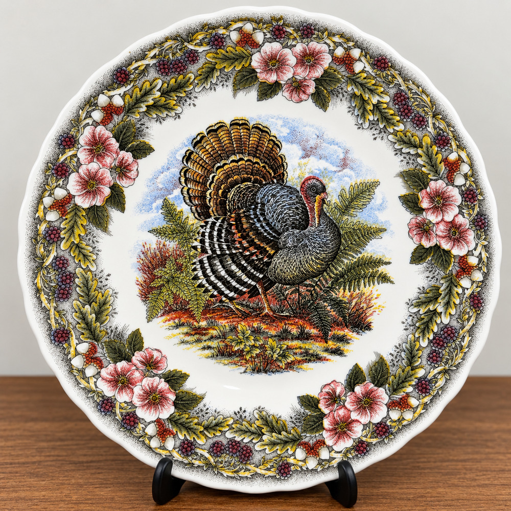 Queen's Thanksgiving Lunch Plate 8" Turkey Autumn Wall Decor